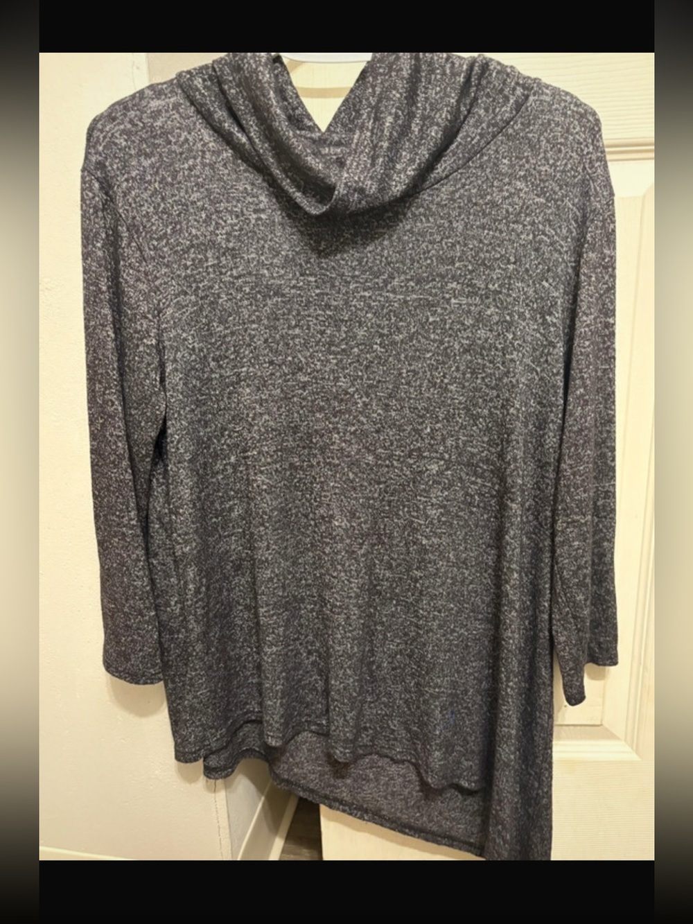 C'leon Women's asymmetrical gray cowl neck tunic